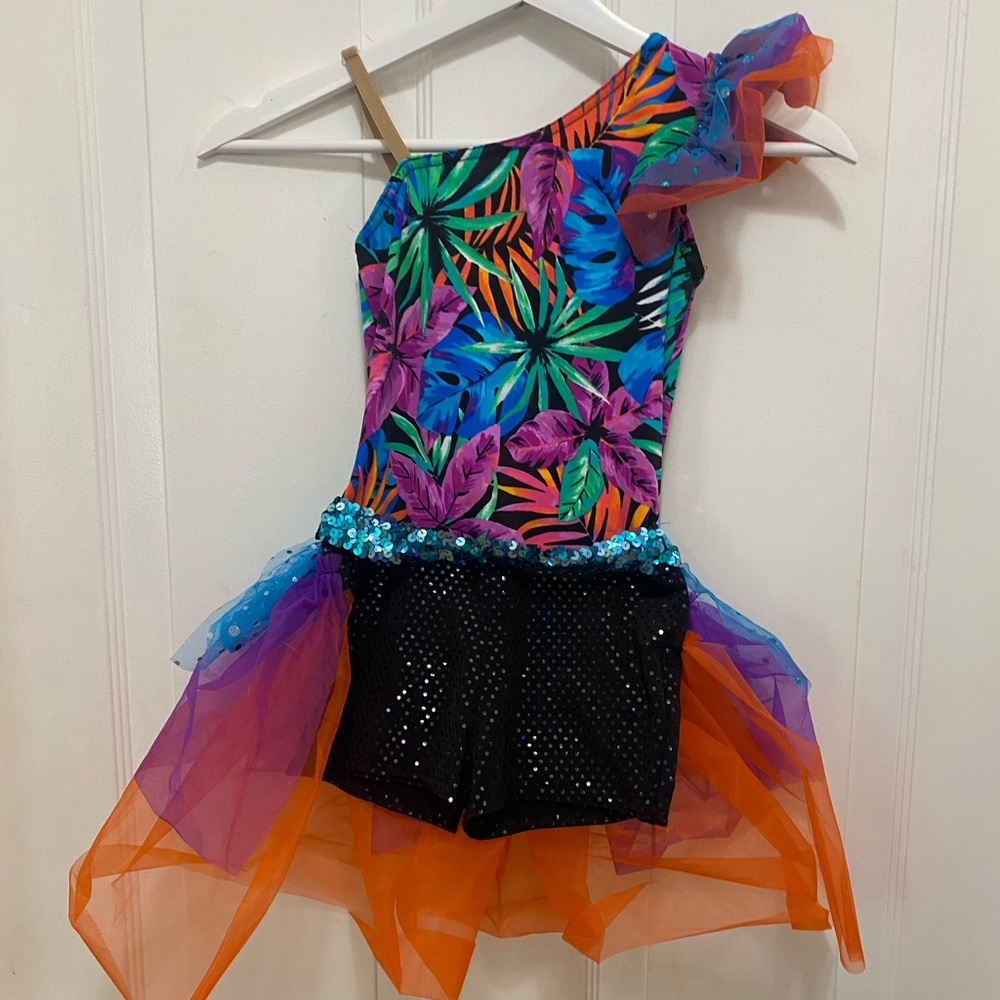 Colorful Kids Dance Costume with Tropical Design